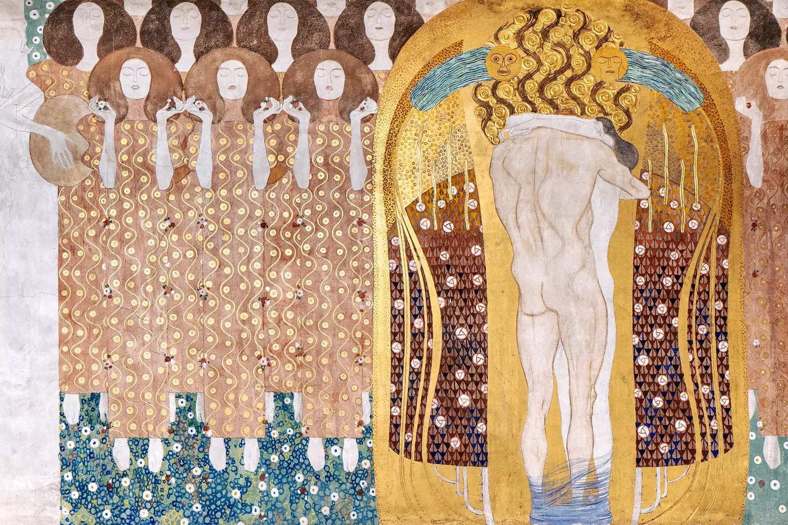 Detalj av Beethoven-frisen designet av Klimt