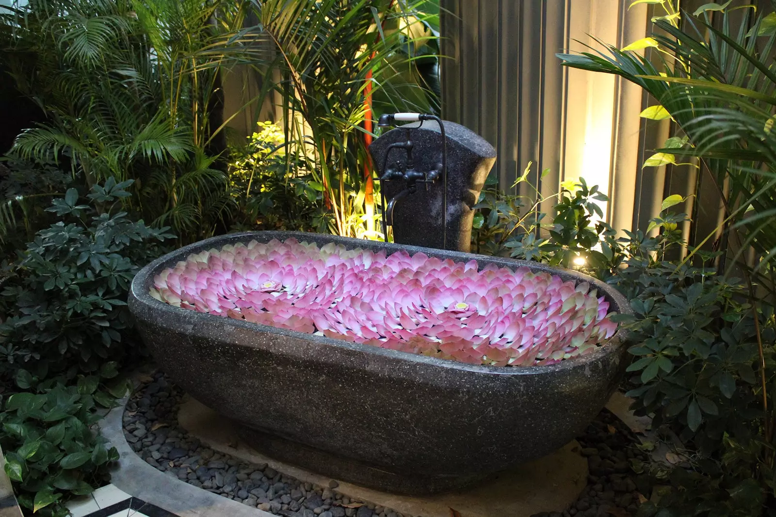 This bathtub at the Bensley Collection Shinta Mani Hotel in Siem Reap is a paradise