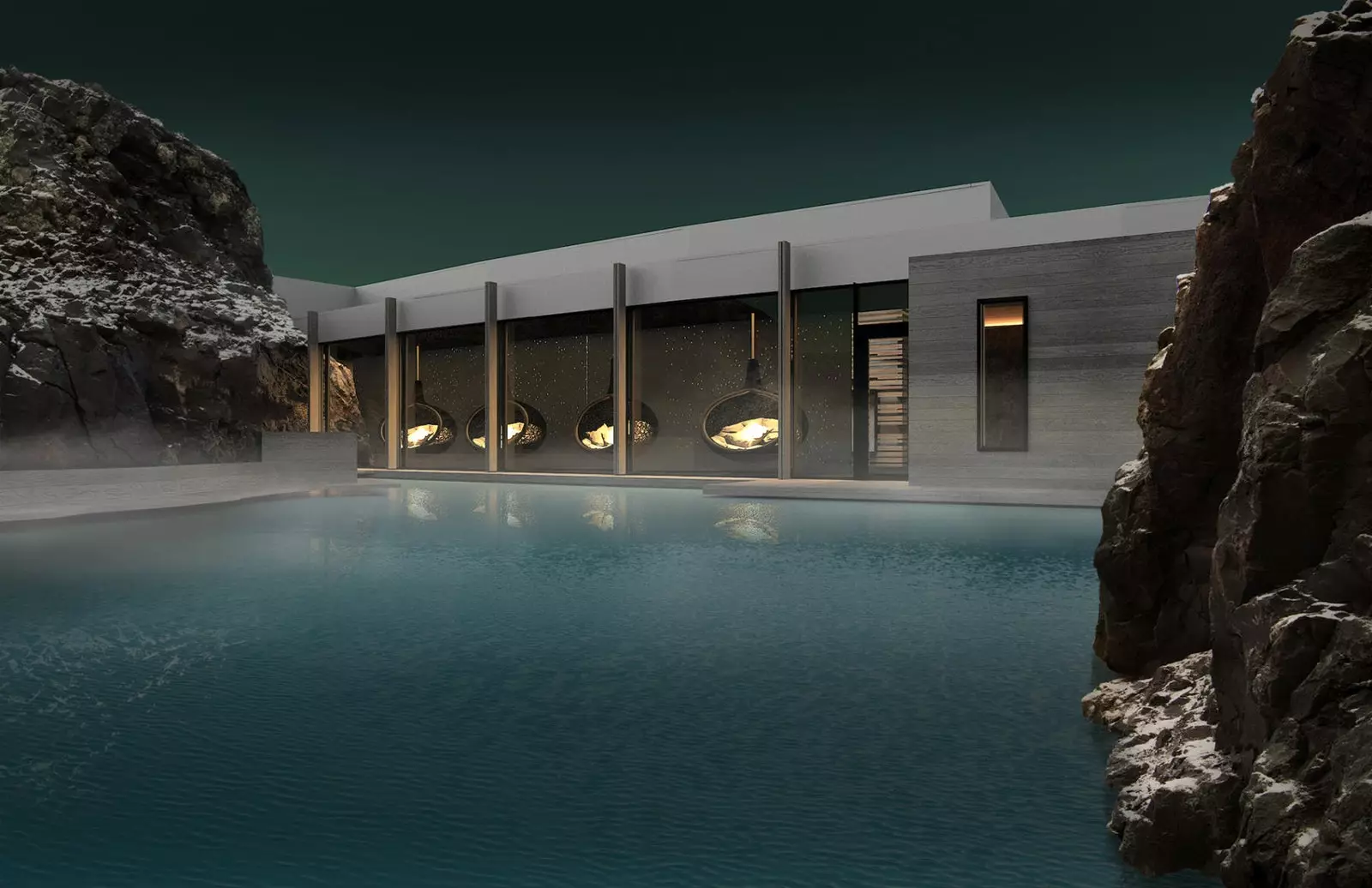 Spa sotterranea e hotel di lusso in una colata di lava La Laguna Blu d'Islanda cresce