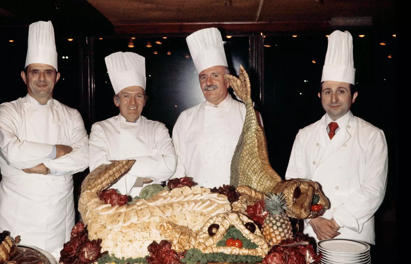 Fra venstre mod højre Paul Bocuse Gaston Lenotre Roger Verge og Michel Guerard i Paris.