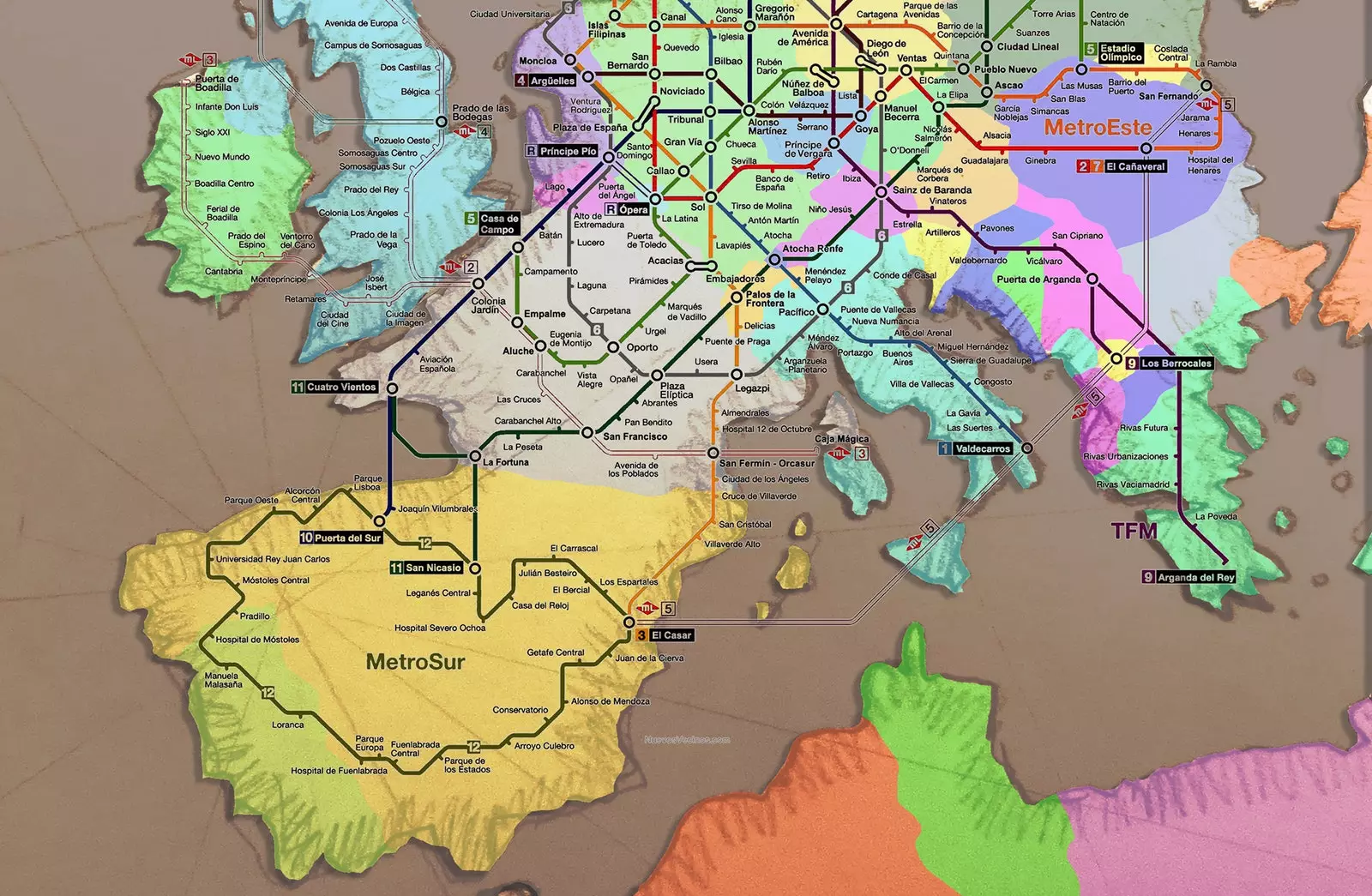 Quand le plan du métro de Madrid vous emmène en voyage à travers l'Europe