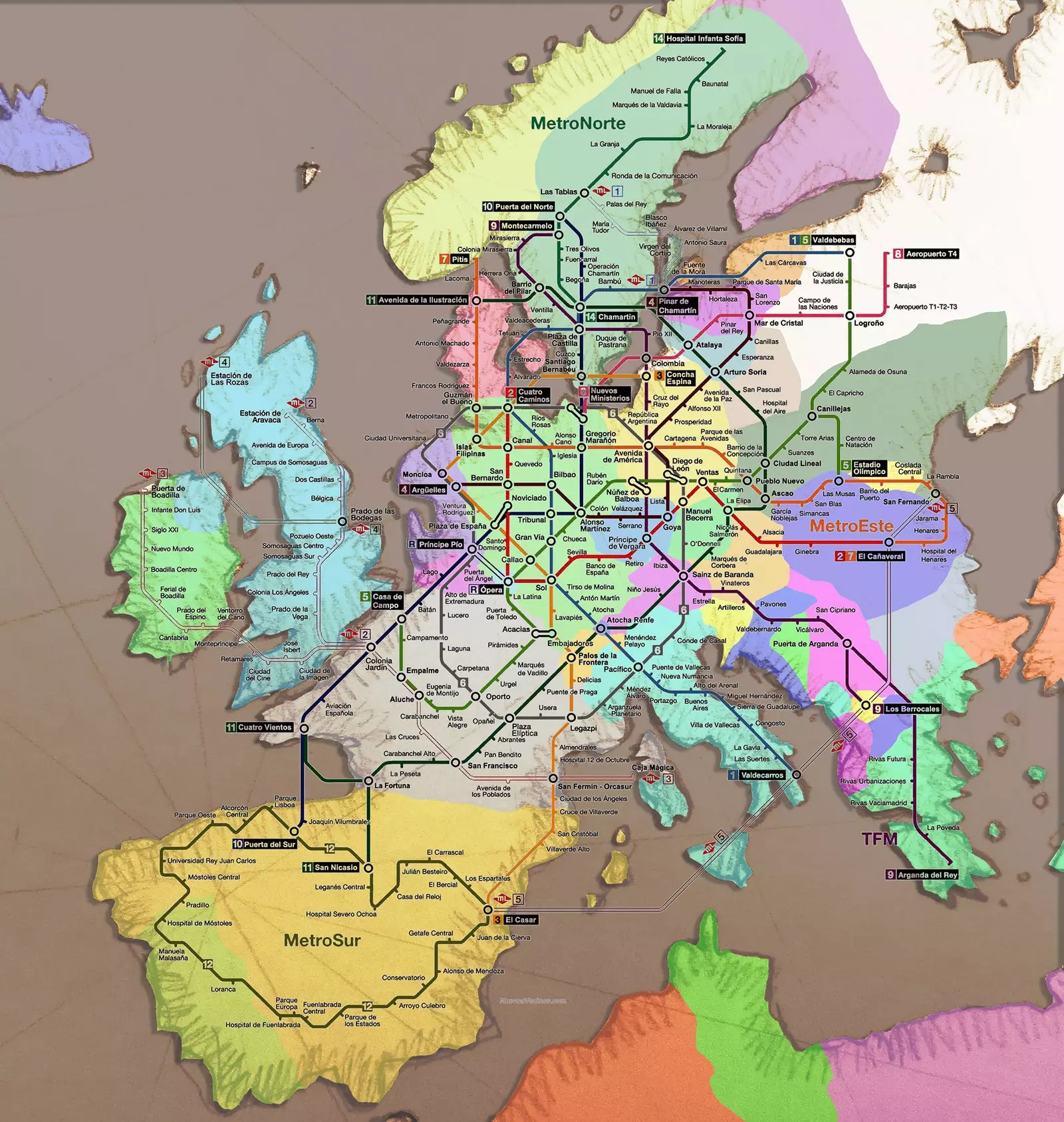 Când harta metroului din Madrid te duce într-o călătorie prin Europa