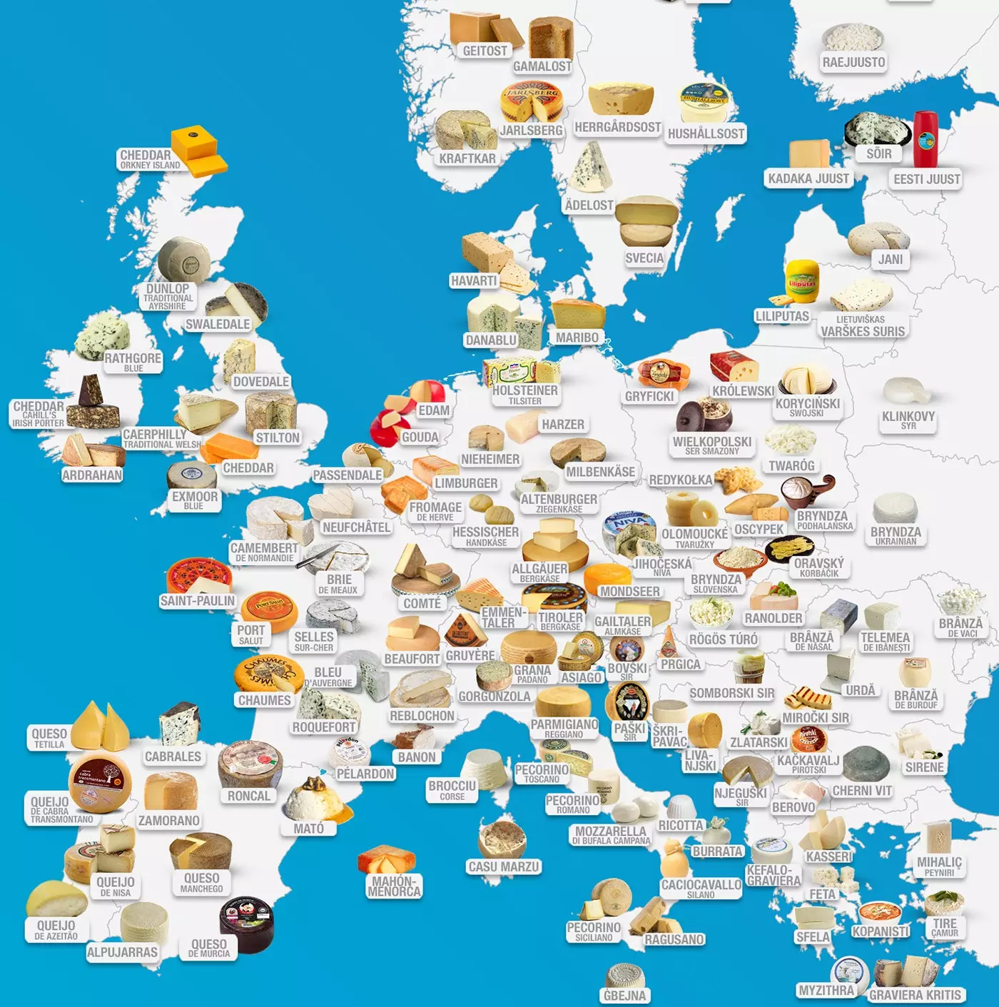 C'est la carte des meilleurs fromages d'Europe