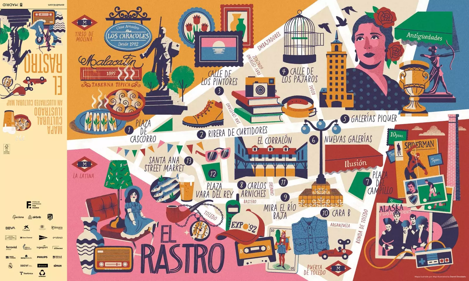 Harta ilustrată pentru a explora El Rastro