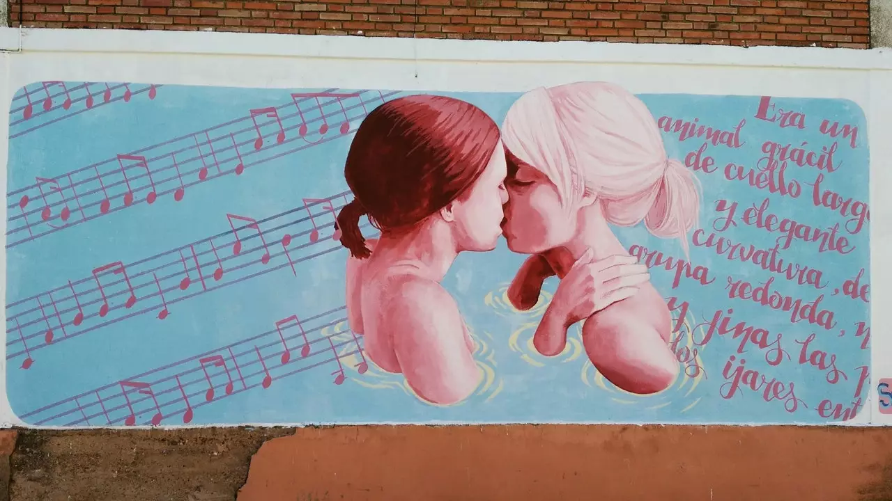 The walls of this town in Burgos have been stained with urban art