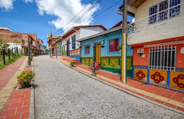 The cobbled streets enhance the color of the buildings