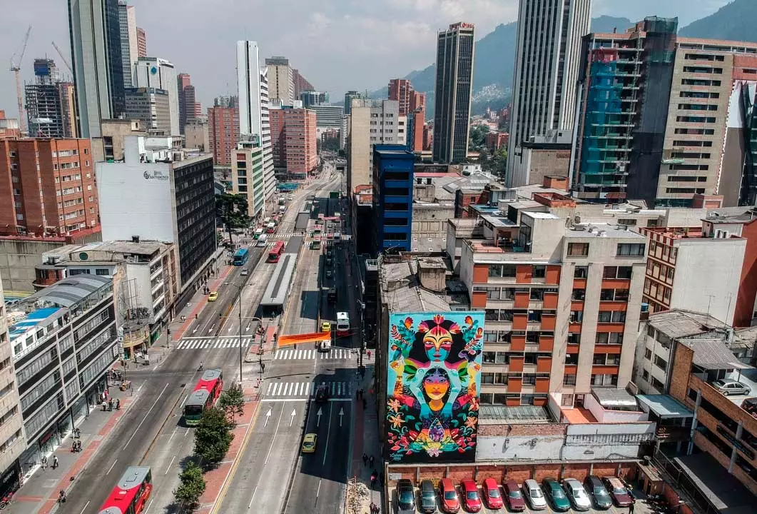 Yuqoridan ko'rinadigan shahar san'ati Bogota