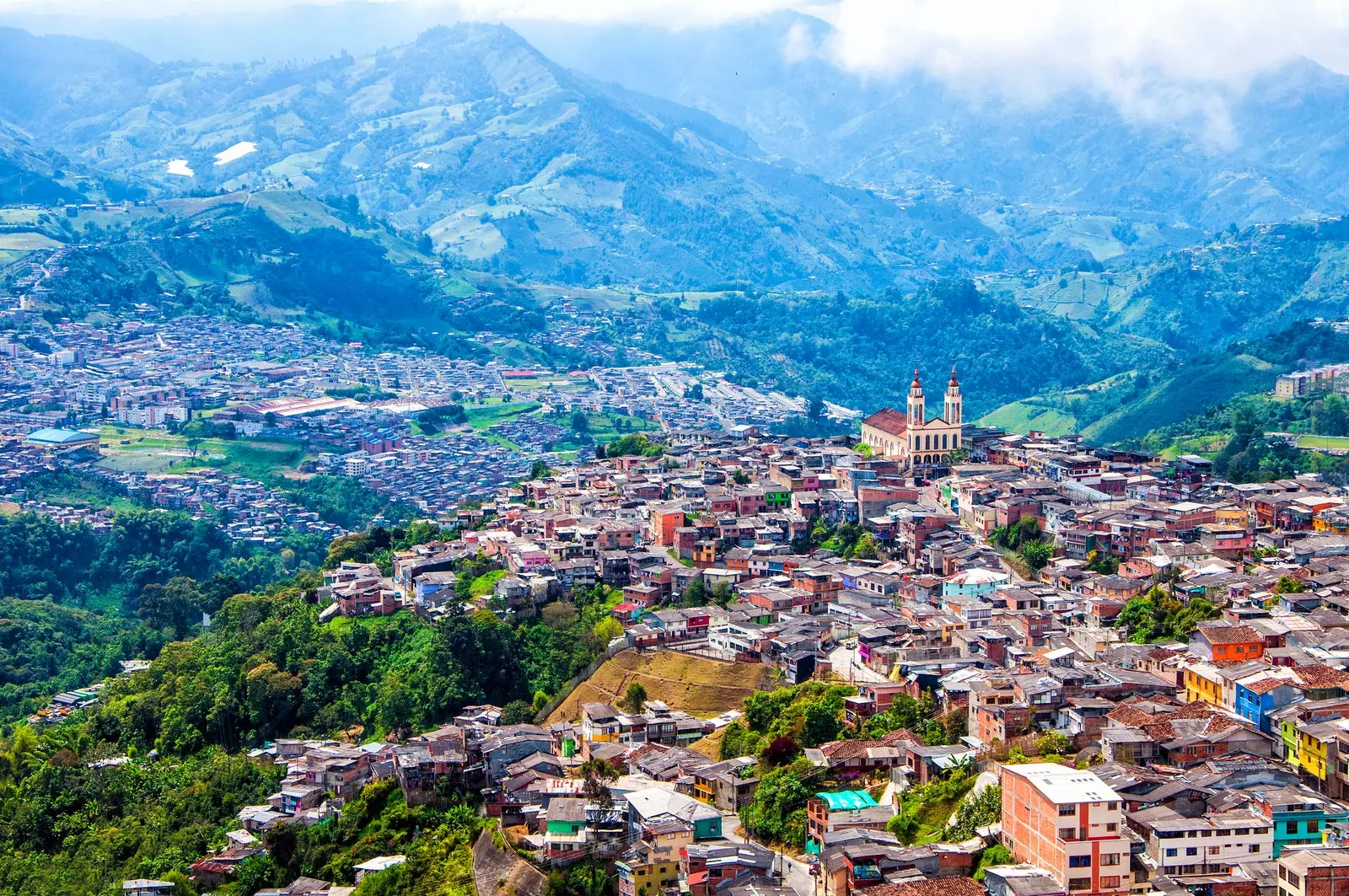 Panoramautsikt over Manizales i Caldas