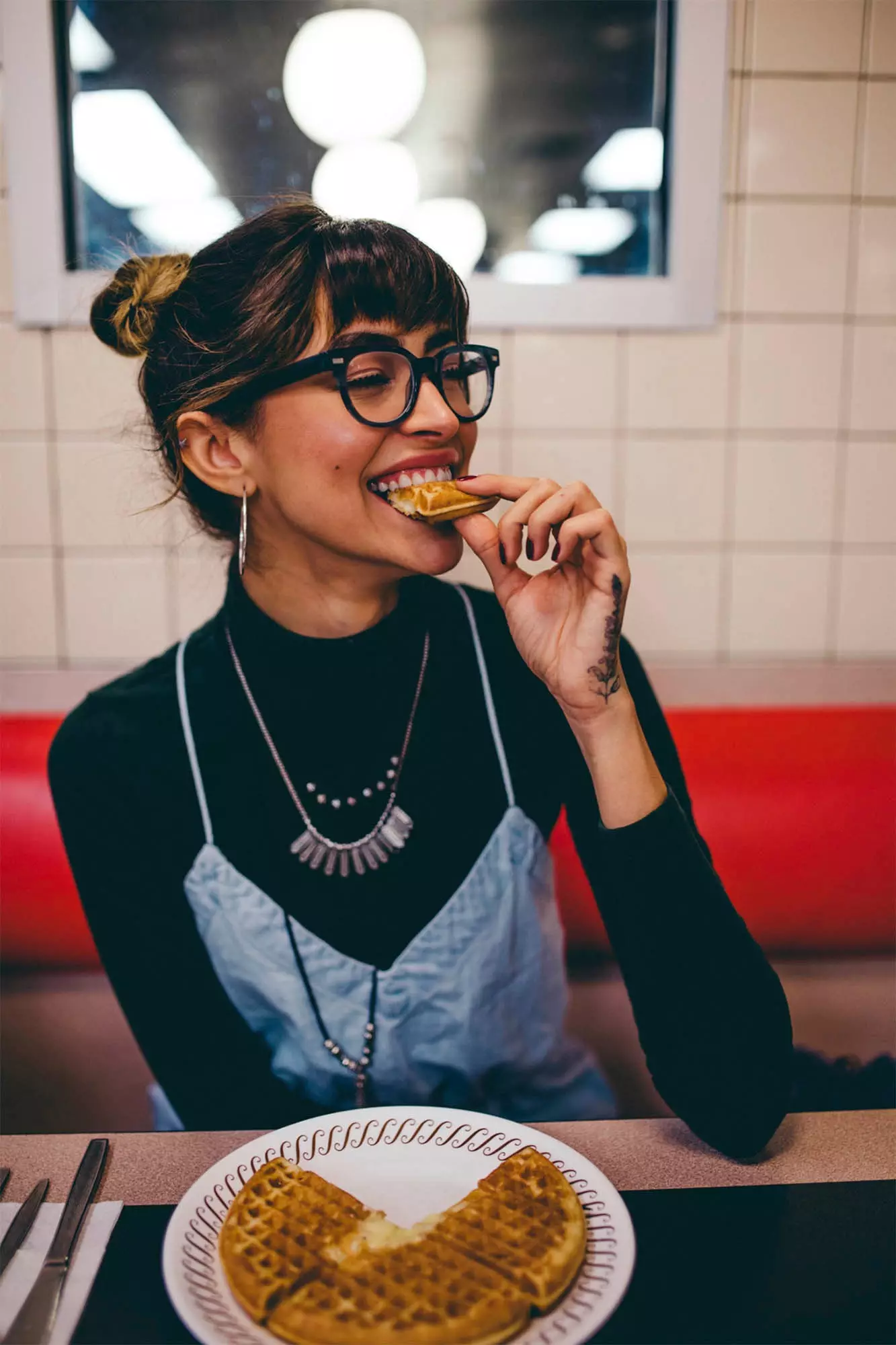 girl eating a cake