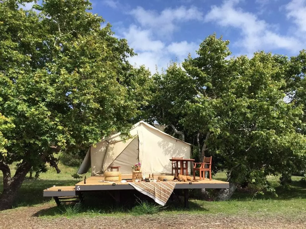 Waħda mill-kabini tal-Erbgħa Kmamar li tinsab f’nofs il-vinji u ddisinjata mill-Workshop tal-Arkitettura ta’...