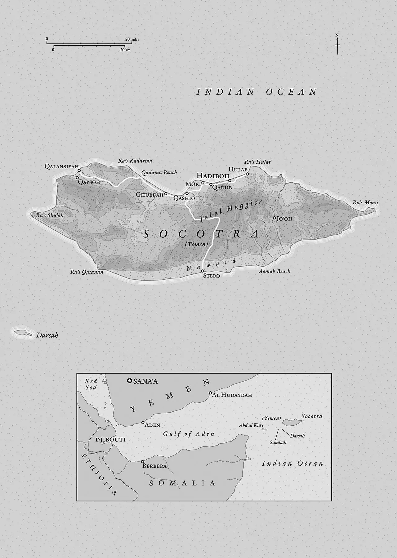 Socotra 200 milje larg brigjeve të Jemenit