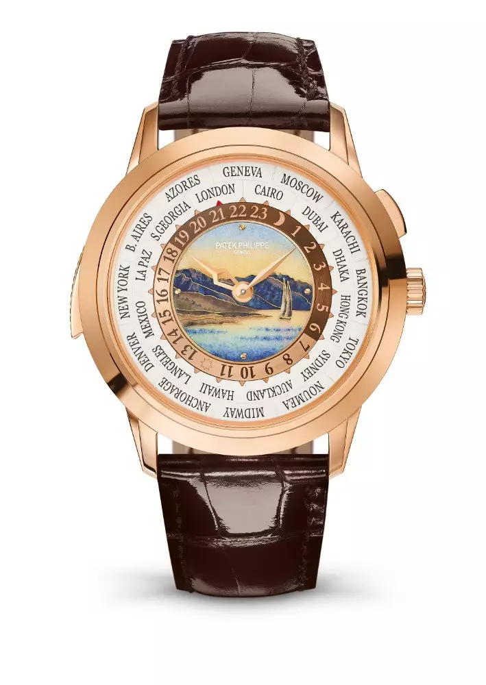 Lavaux စပျစ်ခြံများသည် Patek Philippe ၏ World Time Minute Repeater Reference 5531R နာရီ၏ ဒိုင်ခွက်ကို မှုတ်သွင်းခဲ့သည်။