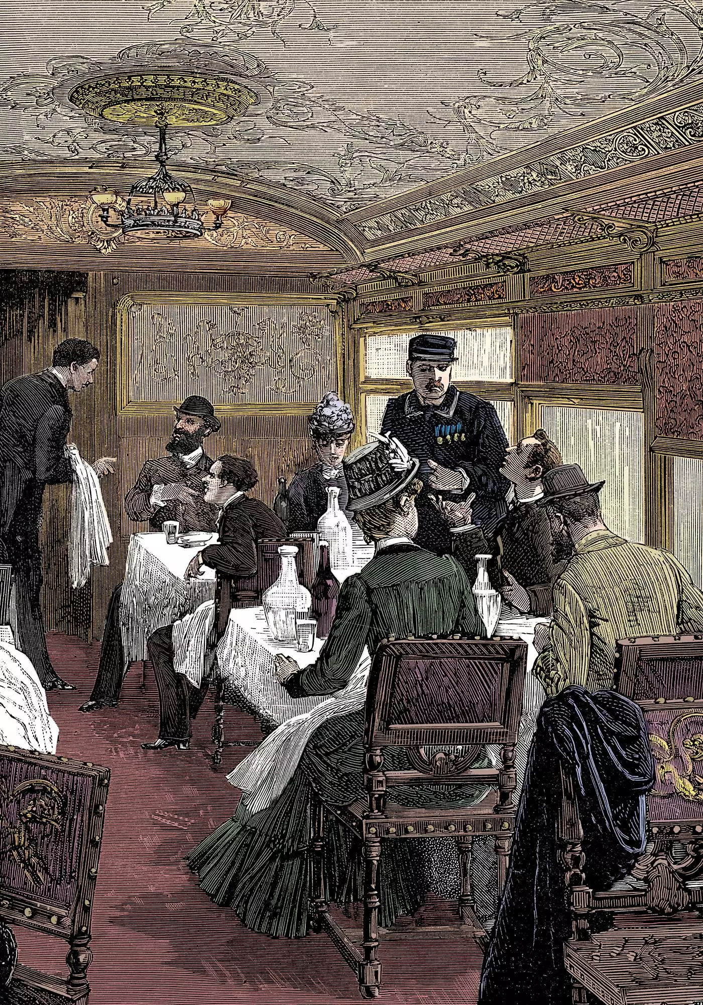 Illustration des Speisewagens des Orient-Express