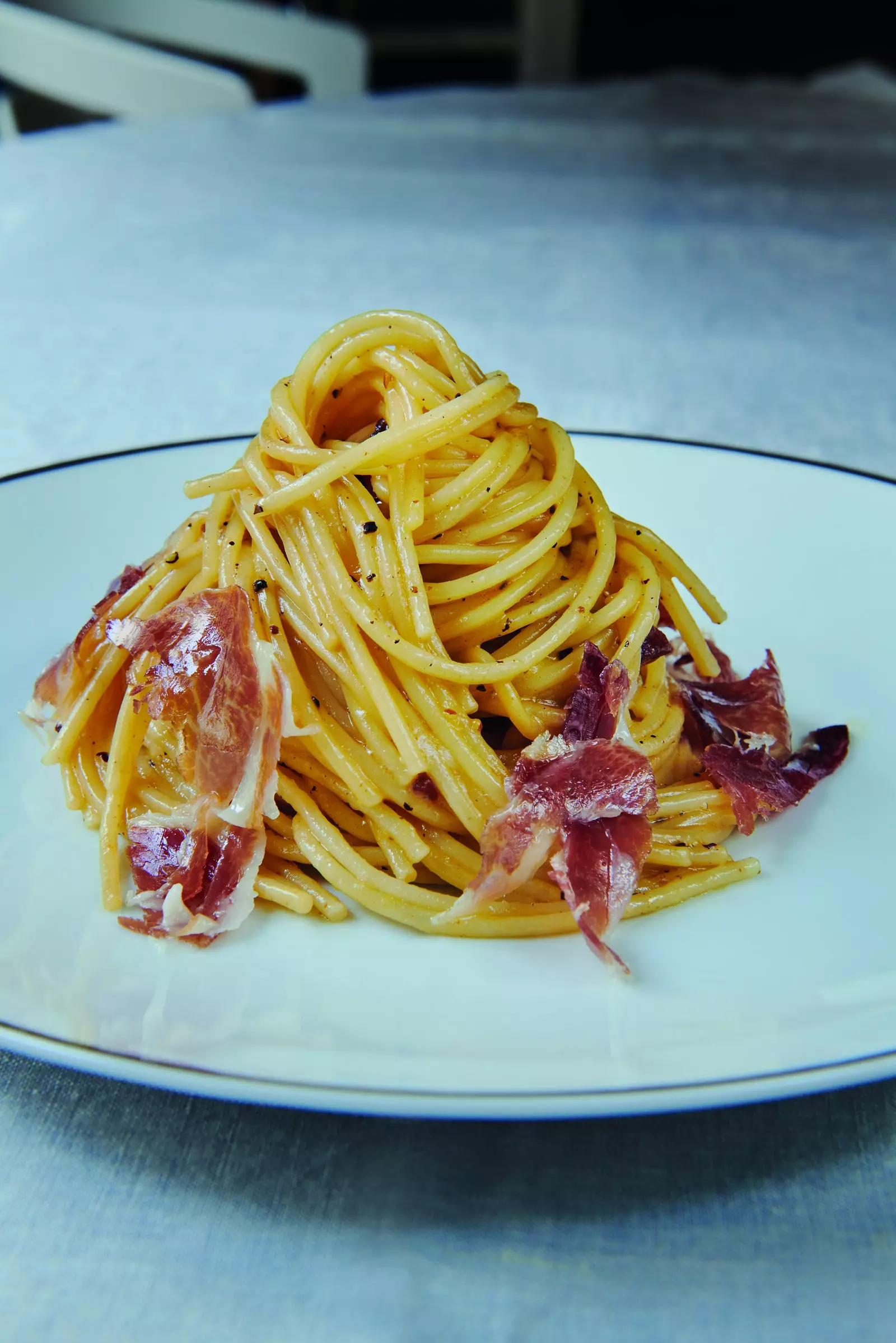 Spaghetti met ham een recept uit het boek 'Rafuel Mijn beste recepten'.