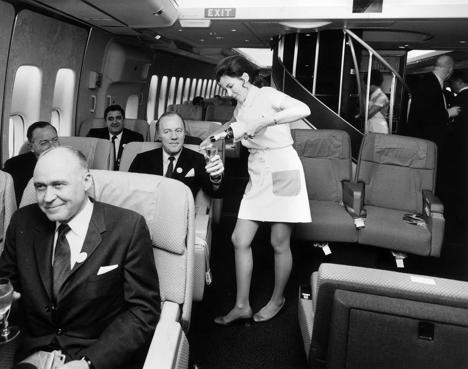 Kabina tal-ewwel klassi fuq l-ewwel titjira tal-Boeing 747 'Upper Class' ta' Pan Am