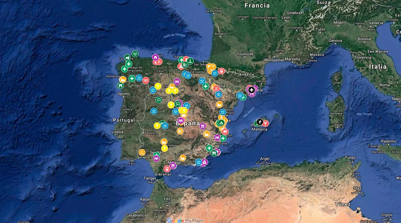 地図の放棄された場所スペイン