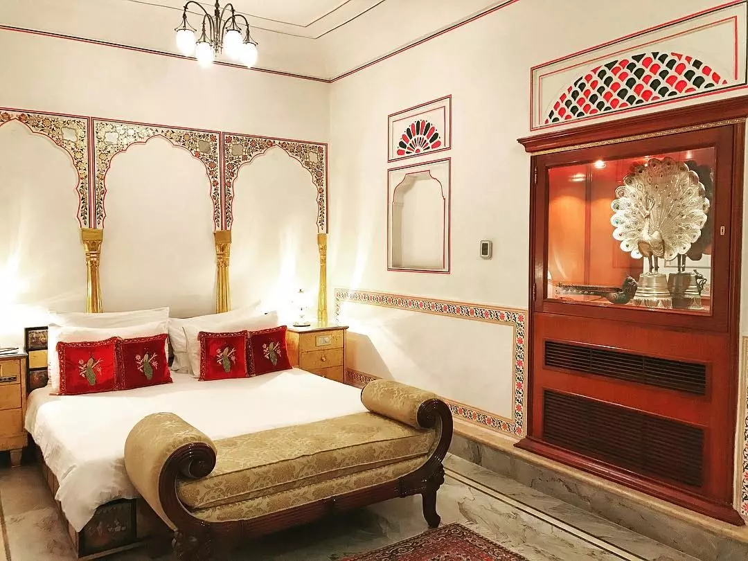 Suite in The Raj Palace, een paleis omgebouwd tot hotel.