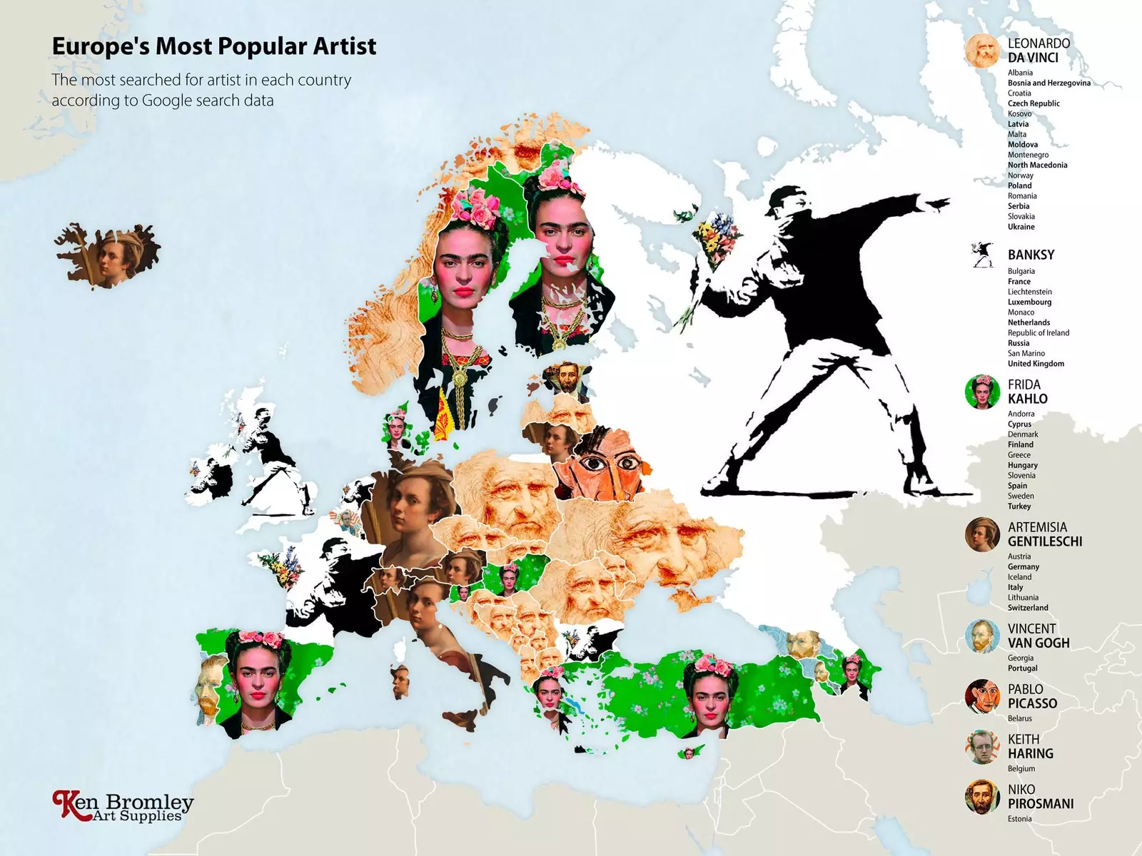 Artistes de la carte Europe