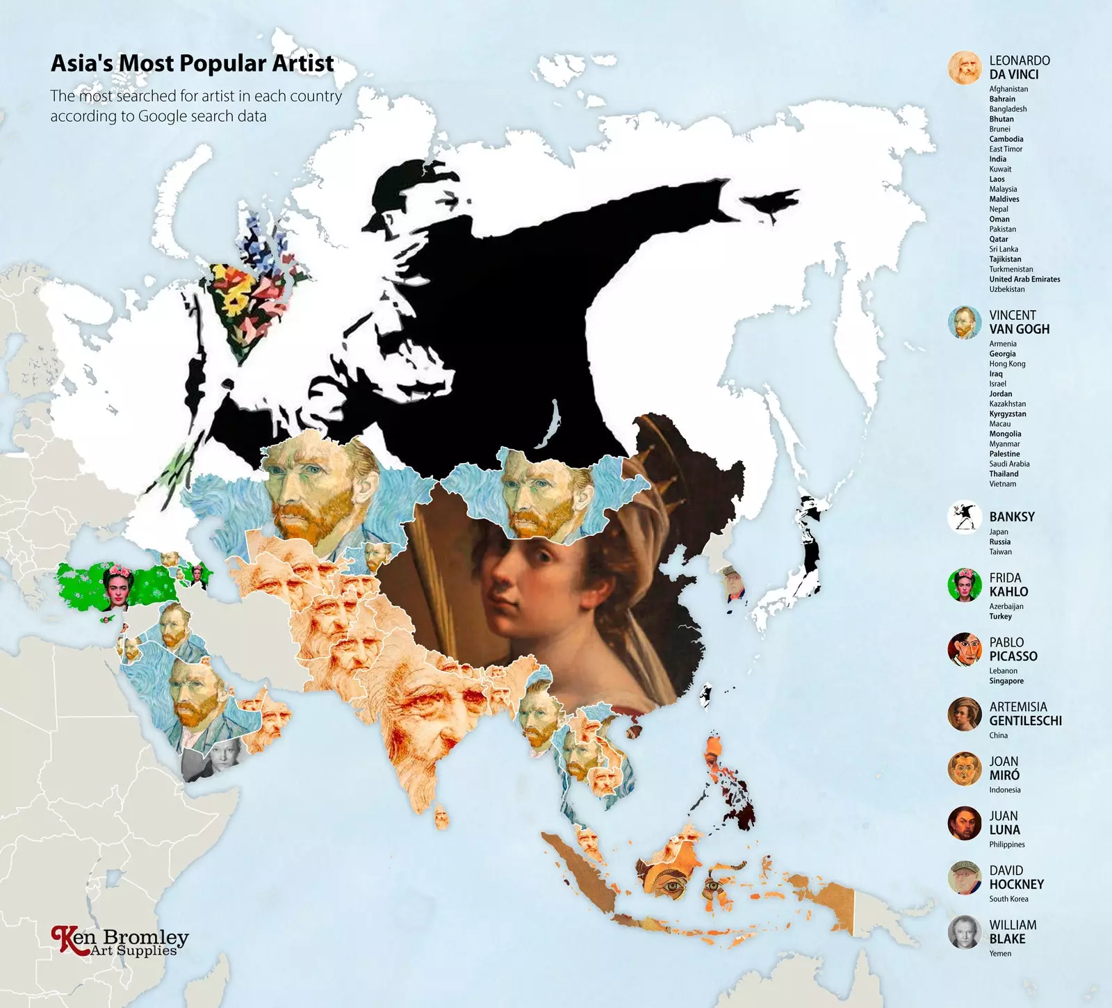 Mapa artystów Azji