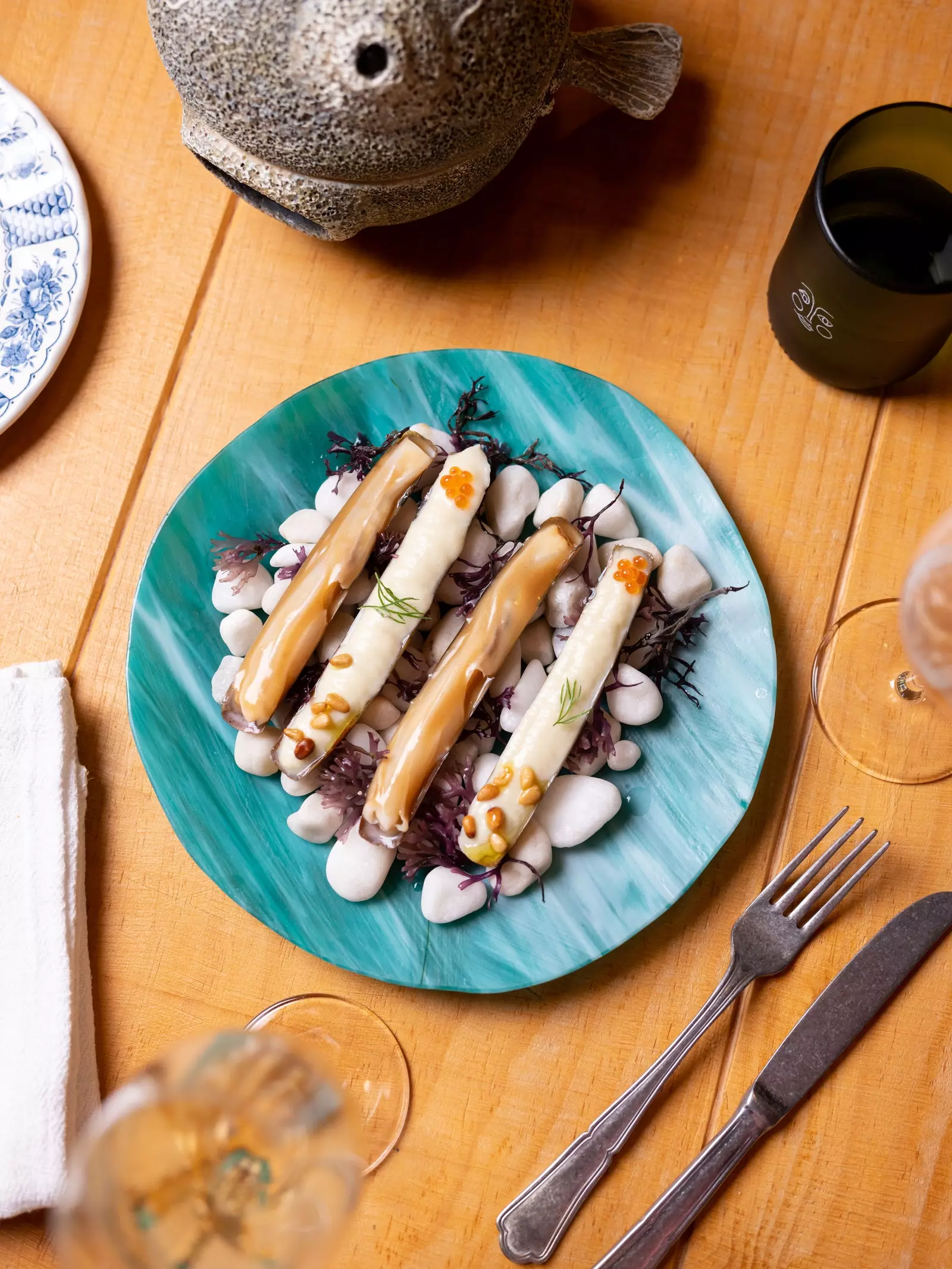 Razor clams a la meunière.