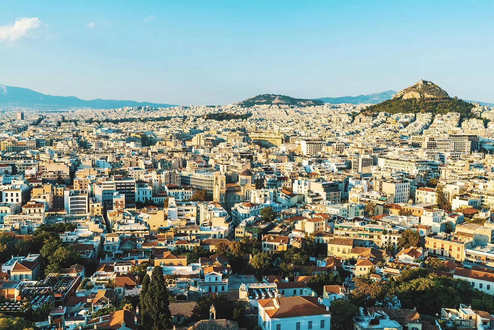 Skyline Athens at sunset