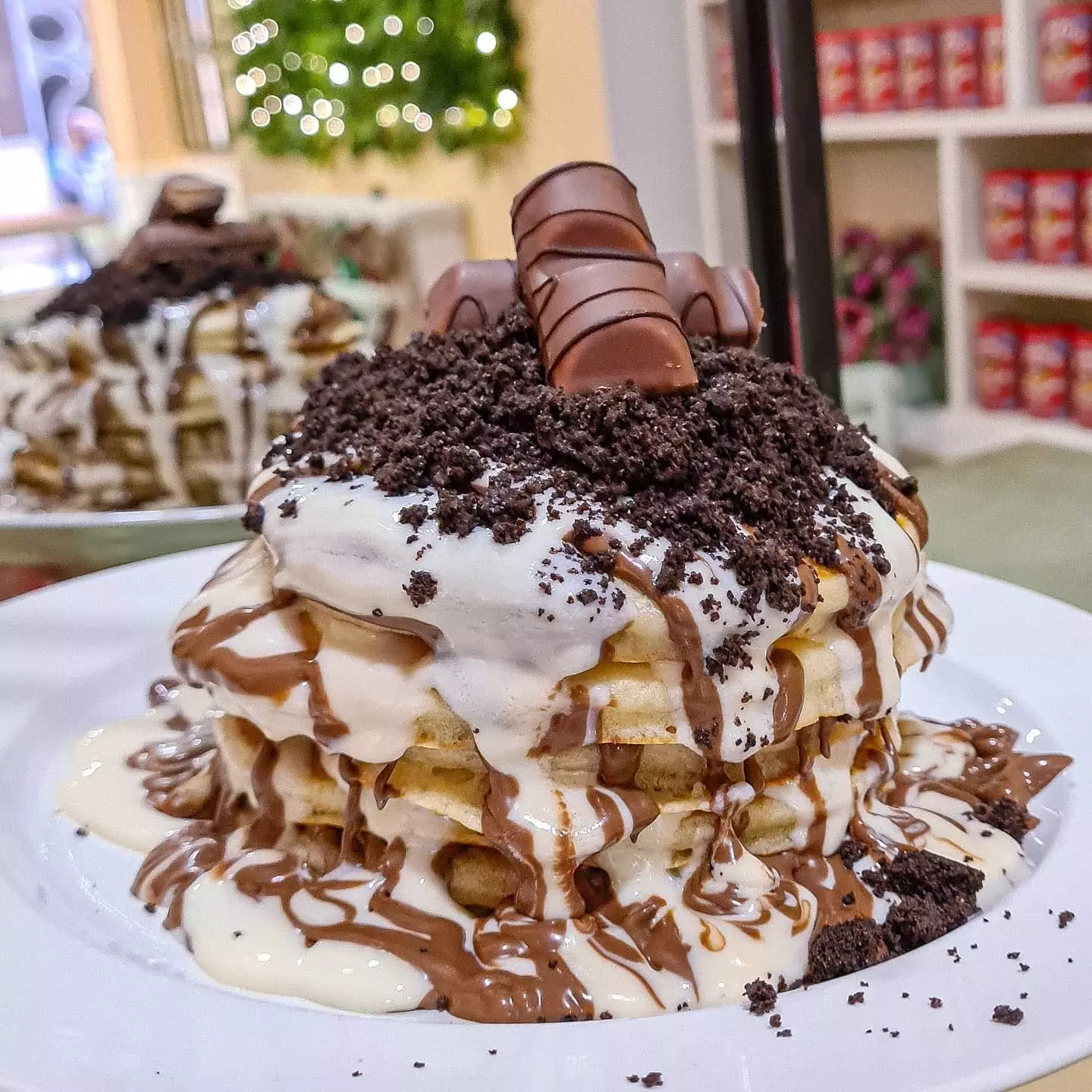 torretta di pancake al cioccolato