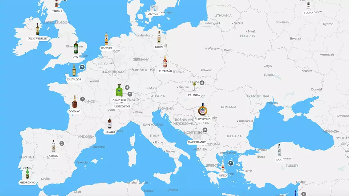 La mappa degli spiriti caratteristici di ogni paese