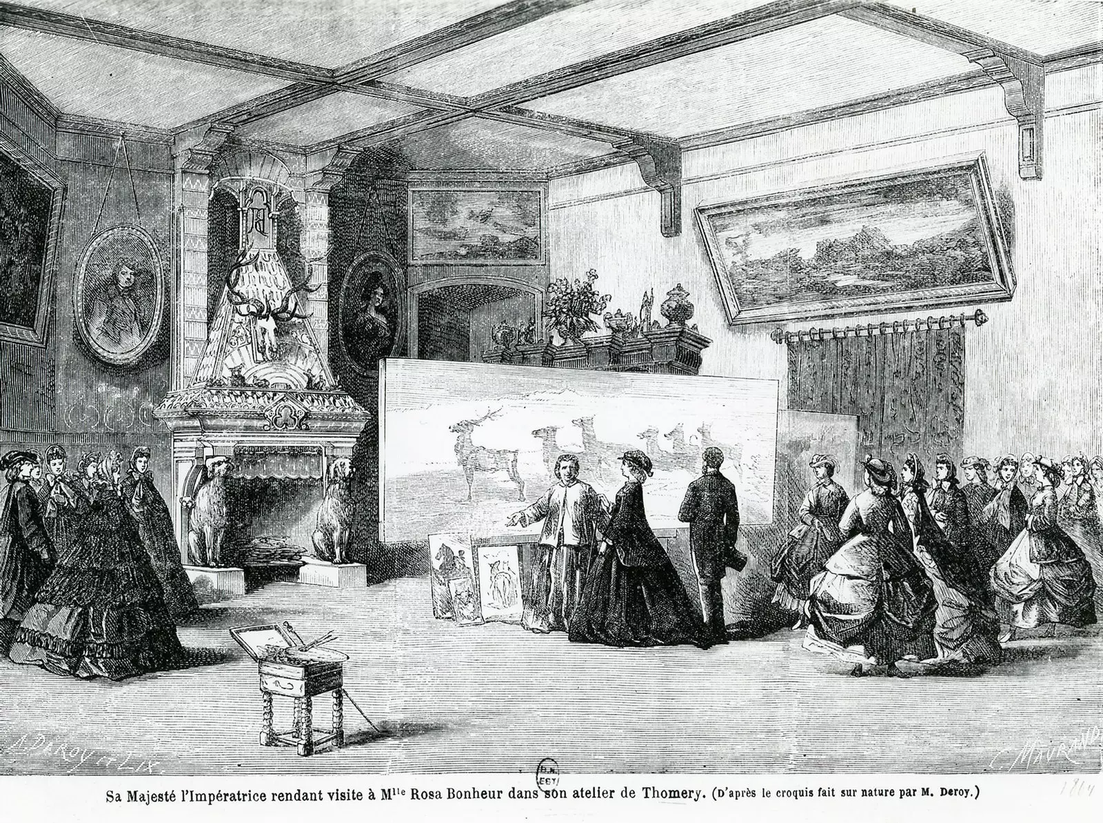 Împărăteasa Eugenie vizitând atelierul de pictură al Rosei Bonheur în 1864.