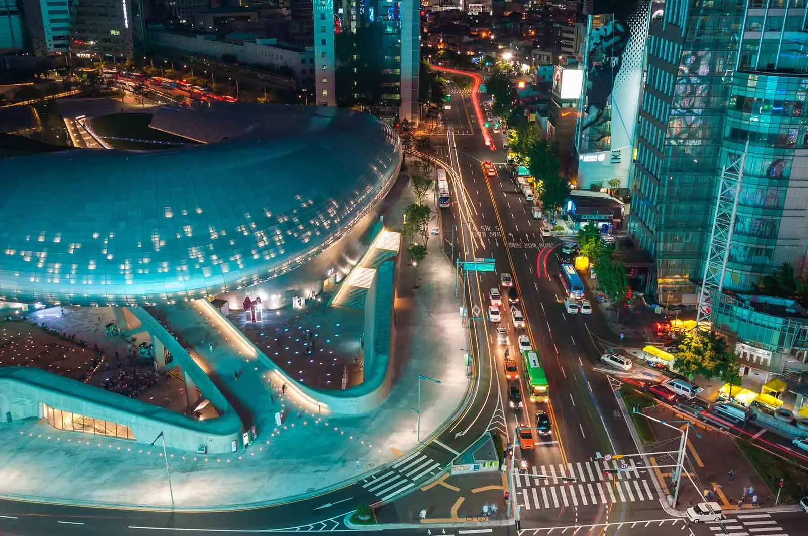 Widok z lotu ptaka na Dongdaemun Design Plaza