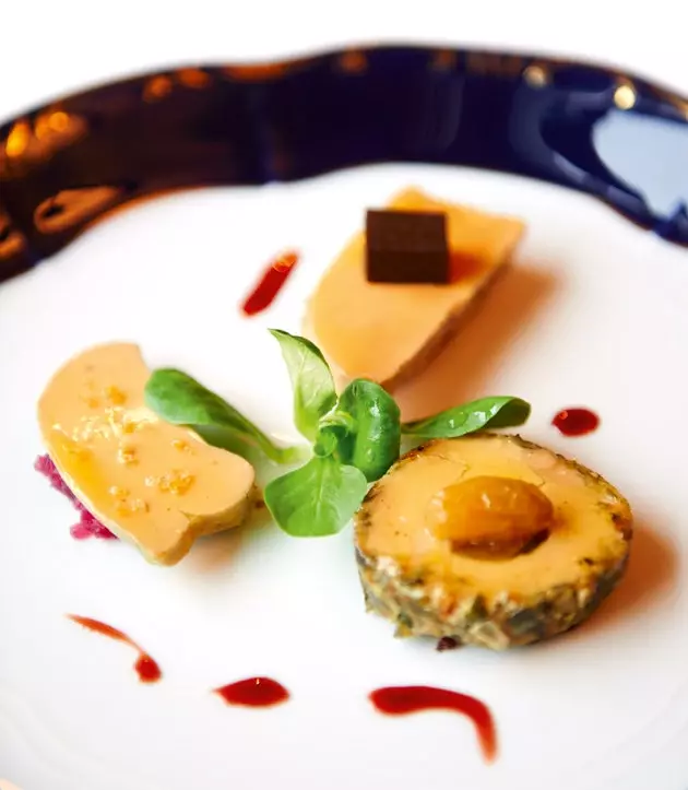 Trio foie gras buatan sendiri dari Gundel